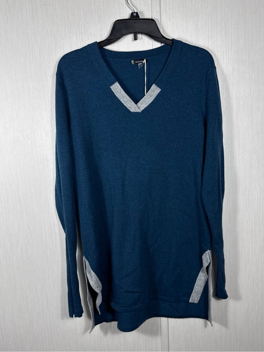 Smartwool Shadow Pine Tunic Sweater Size L Deep Marlin Heather Merino Wool Blend
